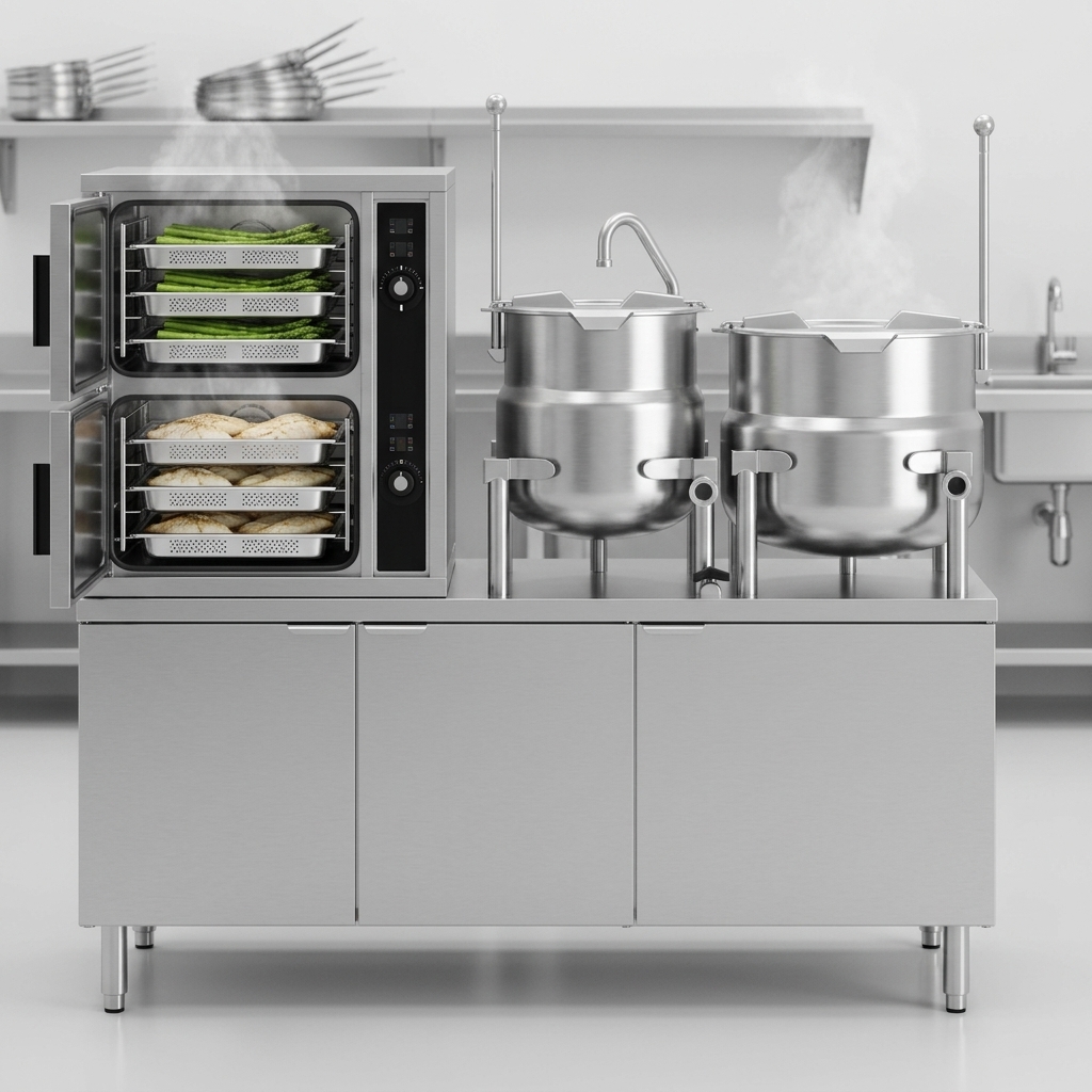 Effortlessly prepare diverse menu items simultaneously with the dual steaming compartments, each accommodating five full-size pans.