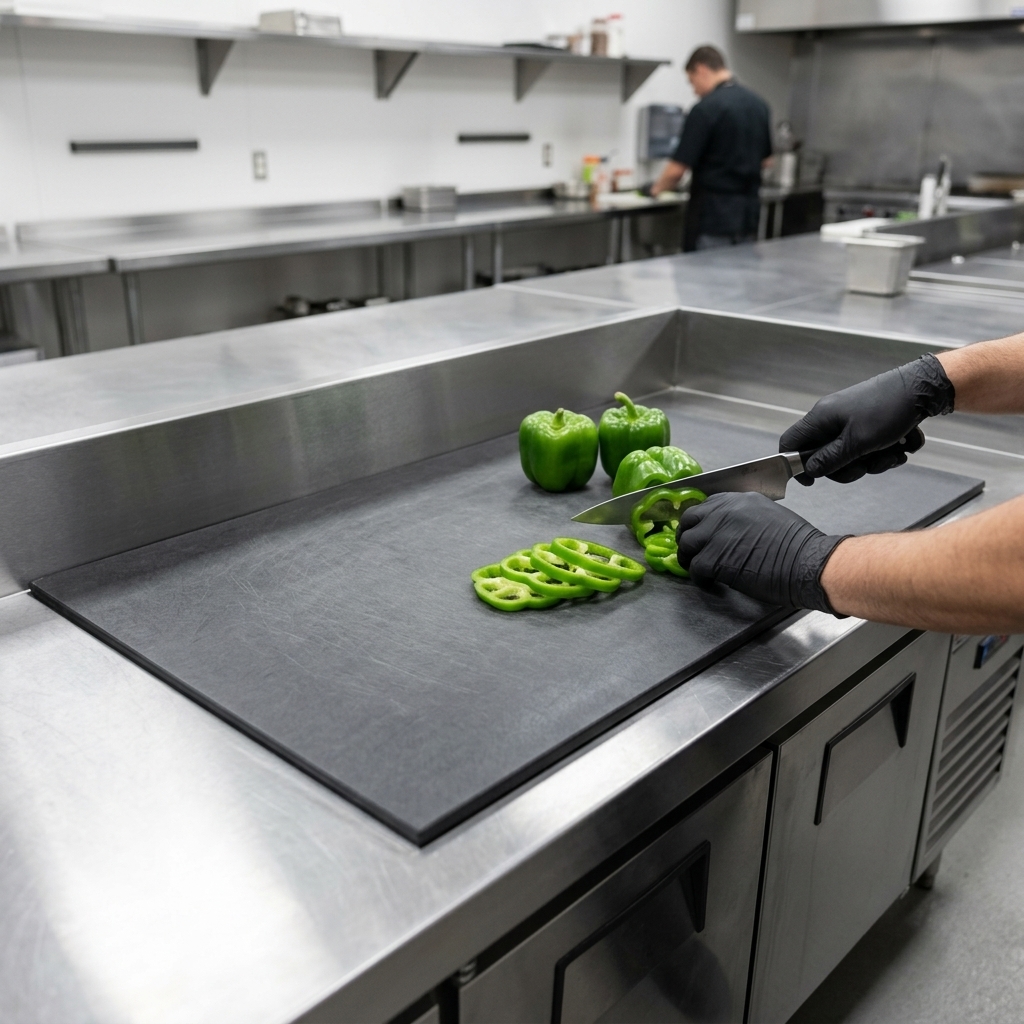 Prepare food efficiently and hygienically on the durable, integrated Richlite cutting board of this robust refrigerated equipment stand.
