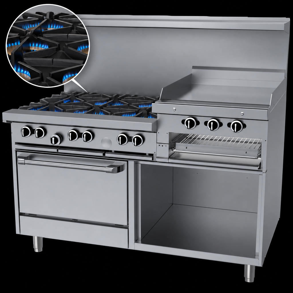 Six Starfire Pro Open Burners