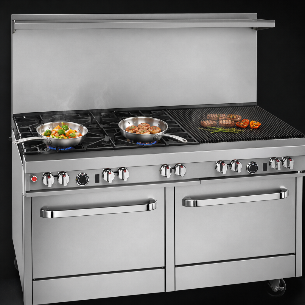 Four-Burner Top with Charbroiler