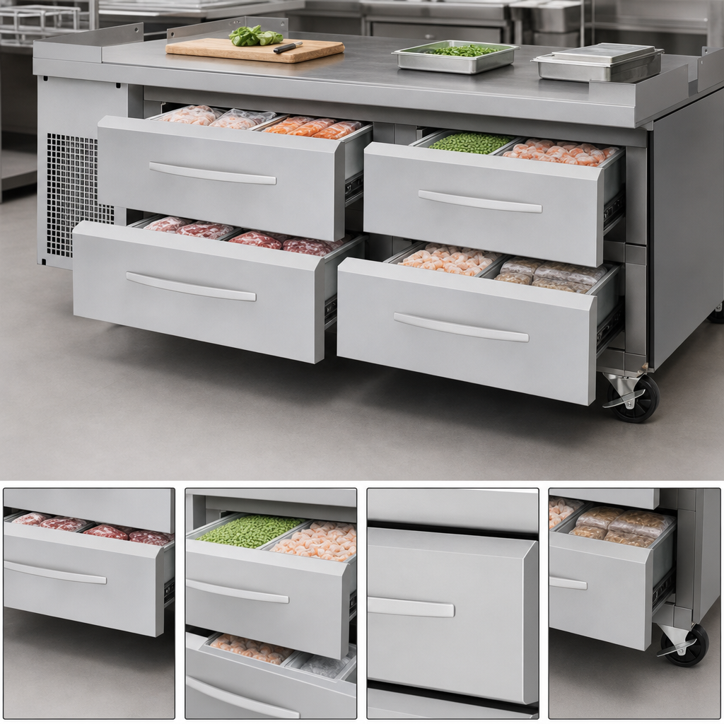 Four Stainless Steel Drawers
