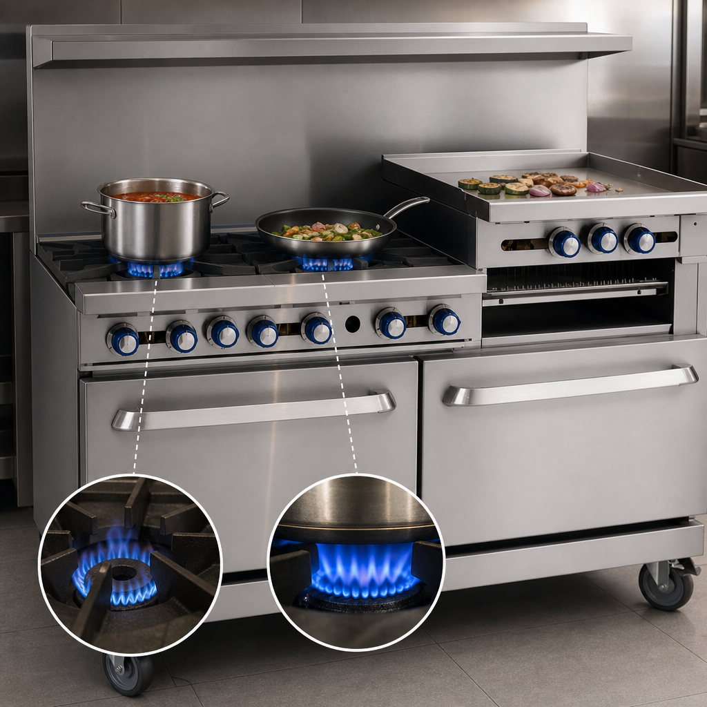 Open Burners with Pilot Lights