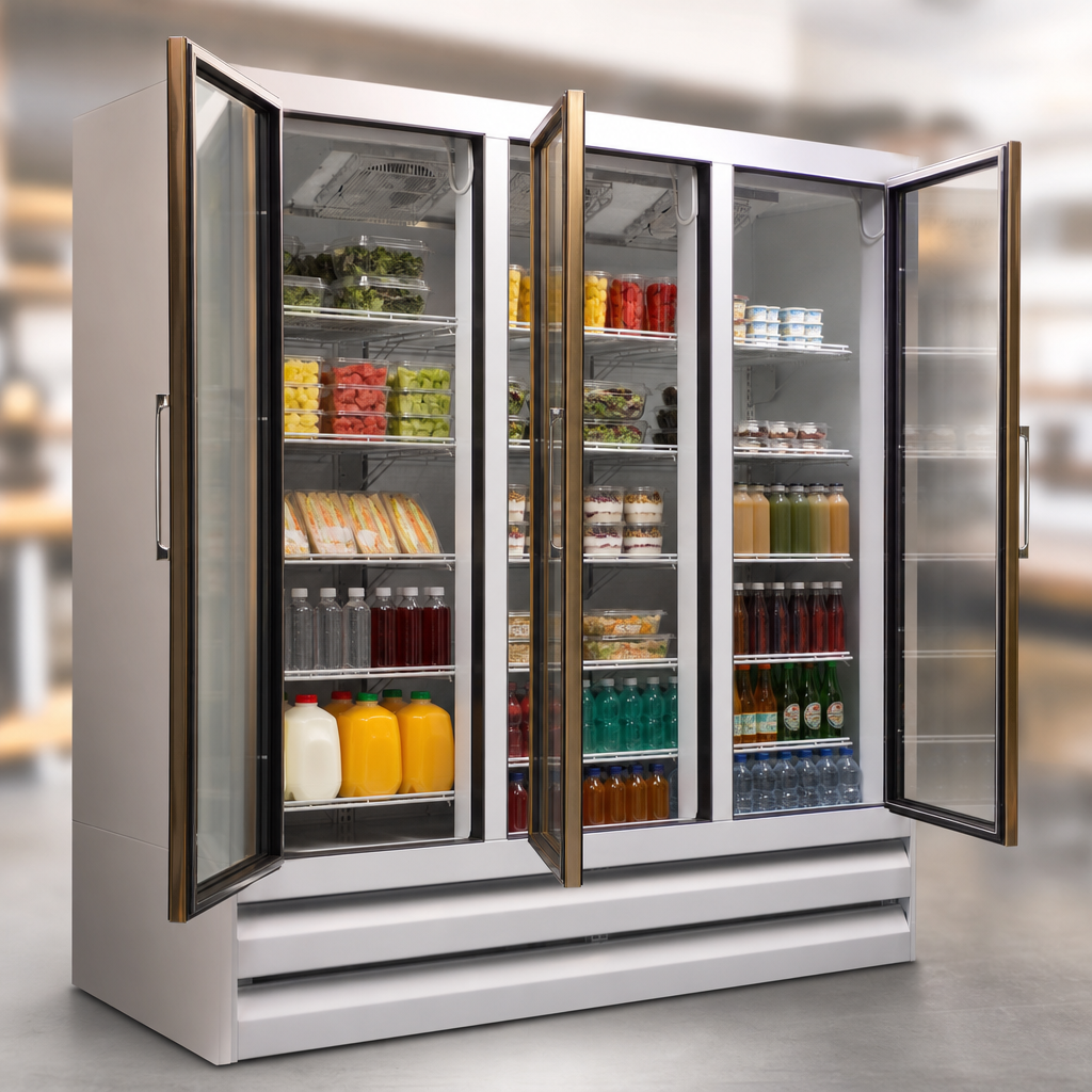 Three Hinged Glass Doors