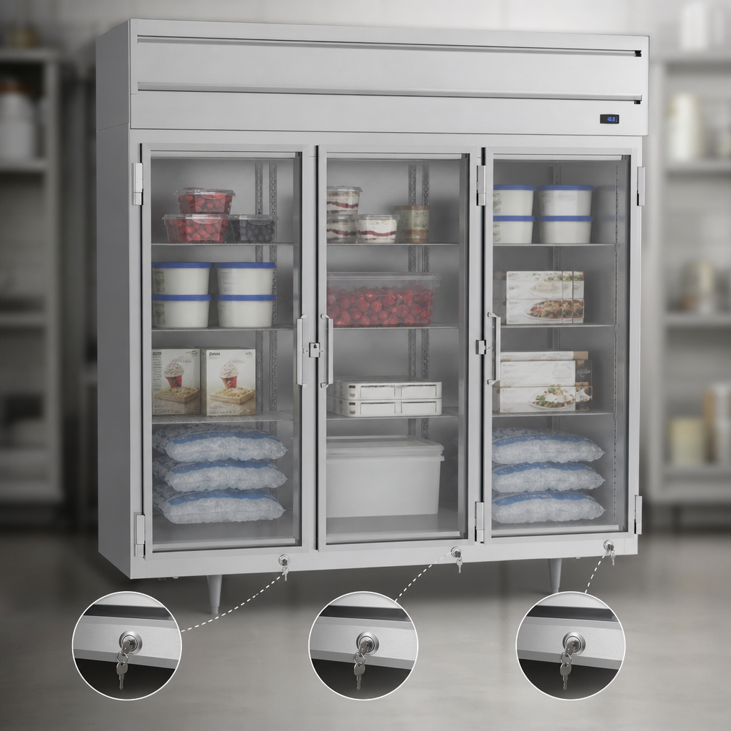 Three Lockable Glass Doors