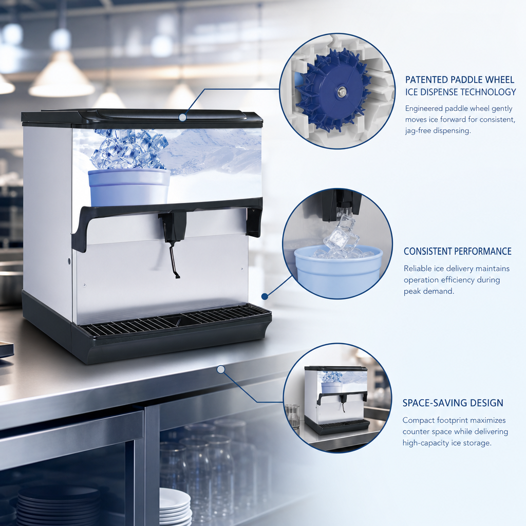 Patented Paddle Wheel Ice Dispense Technology