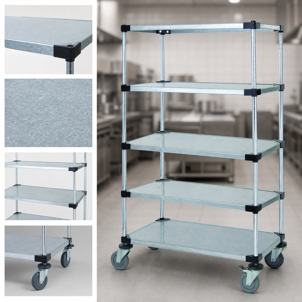 Five Solid Galvanized Steel Shelves