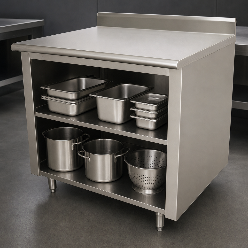 Open Front Cabinet Base with Mid-Shelf