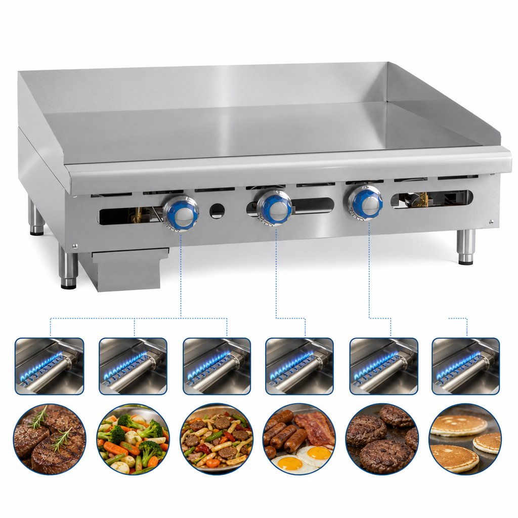 Six 30,000 BTU Burners