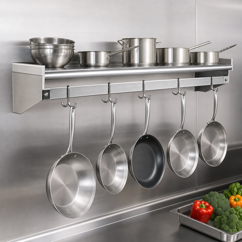 Wall Shelf with Pot Rack