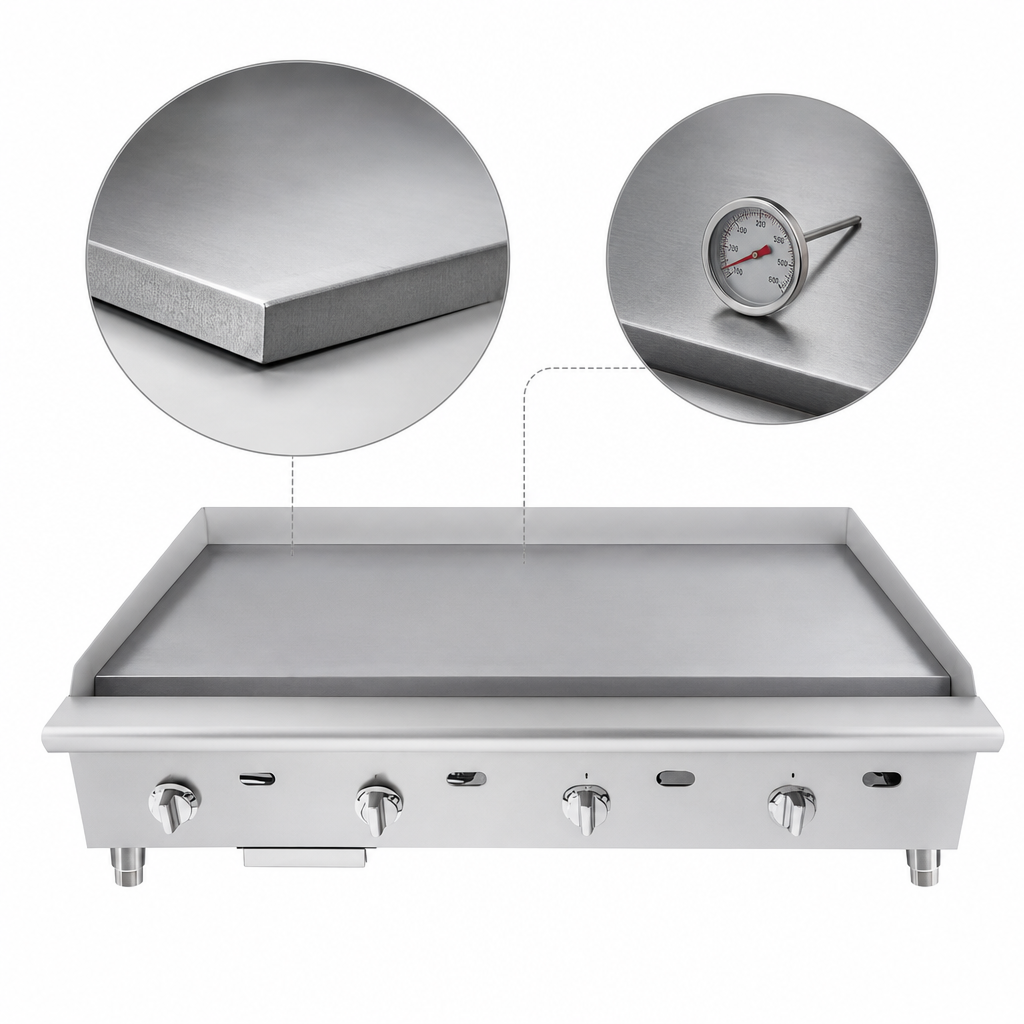 1-Inch Thick Polished Steel Griddle Plate
