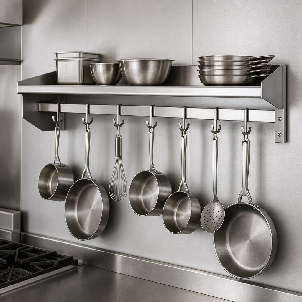 Integrated Pot Rack Shelf