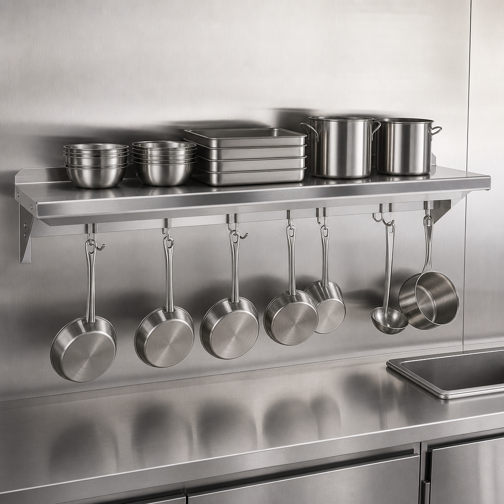 Integrated Wall Shelf with Pot Rack