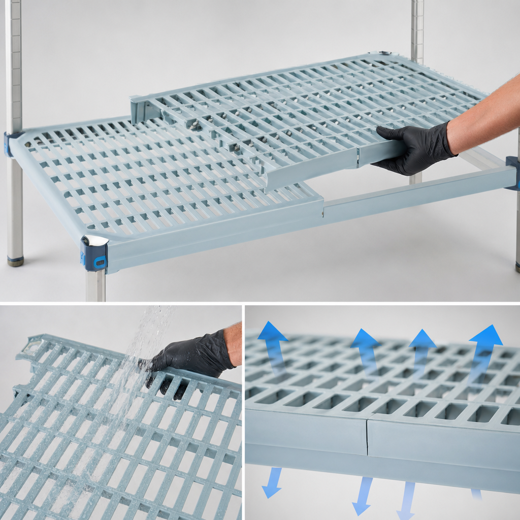 Removable Open-Grid Polymer Shelf Mats