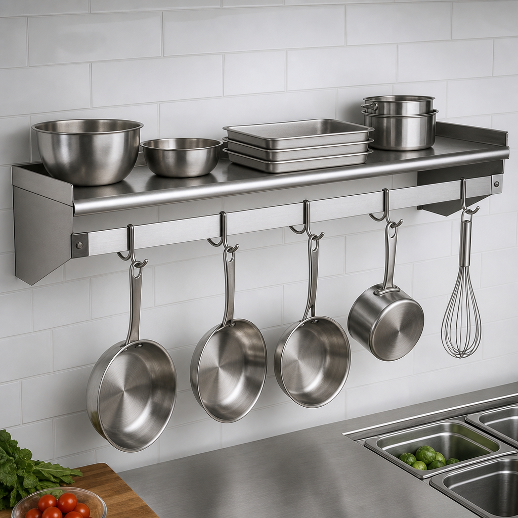 Wall-Mounted Pot Rack Shelf