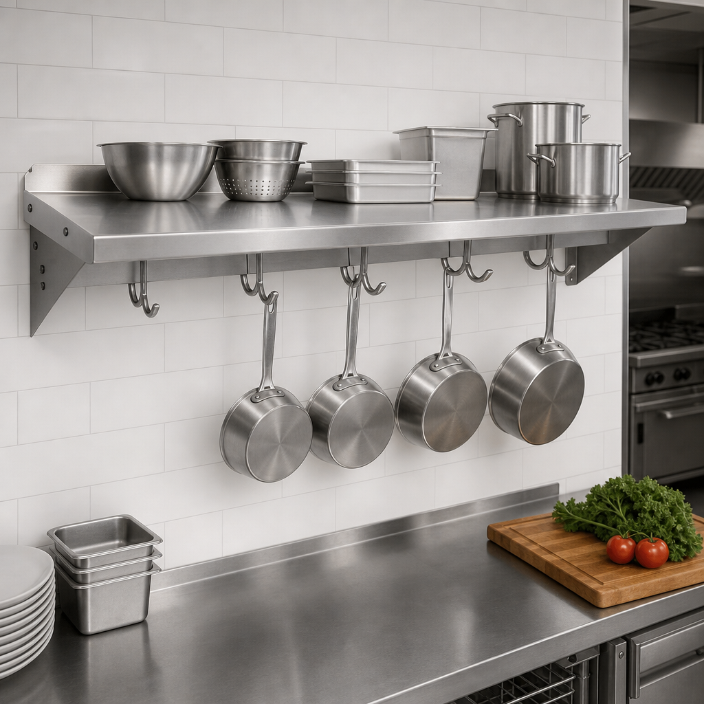 Integrated Wall Shelf With Pot Rack