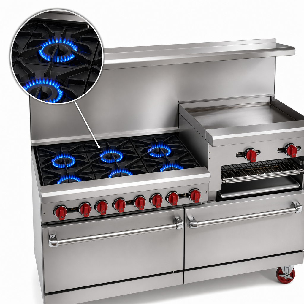 Four High-Output Open Burners