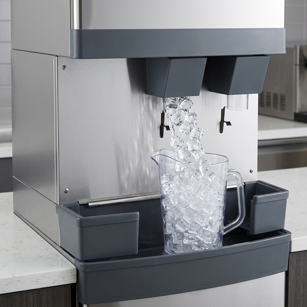 Experience a continuous supply of fresh, crystal-clear ice, readily available from the dispenser's ample storage capacity.