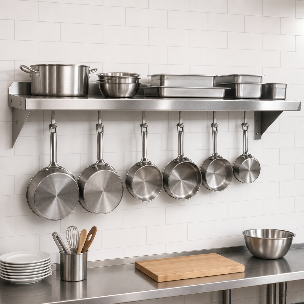 Wall-Mounted Pot Rack Shelf