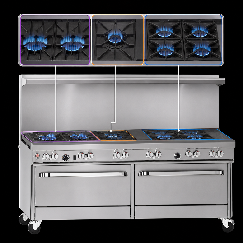 Nine Open Burners