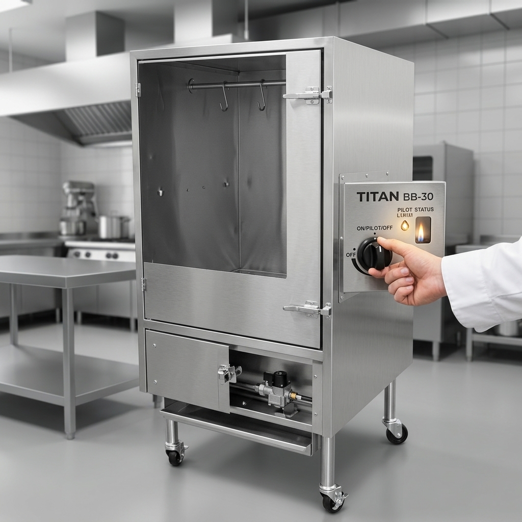 Experience secure and consistent operation with the Titan oven's integrated automatic safety pilot, ensuring reliable ignition and enhanced safety.