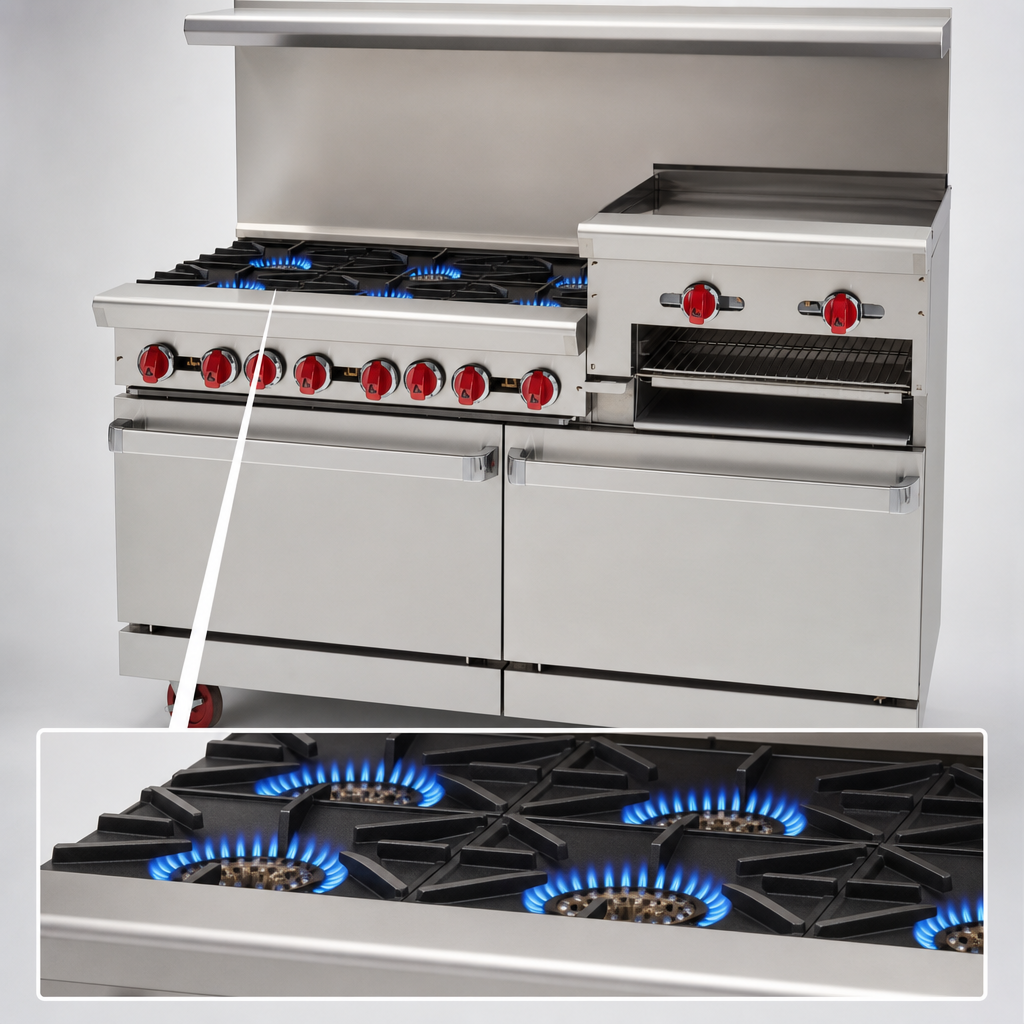 Four High-Output Open Burners