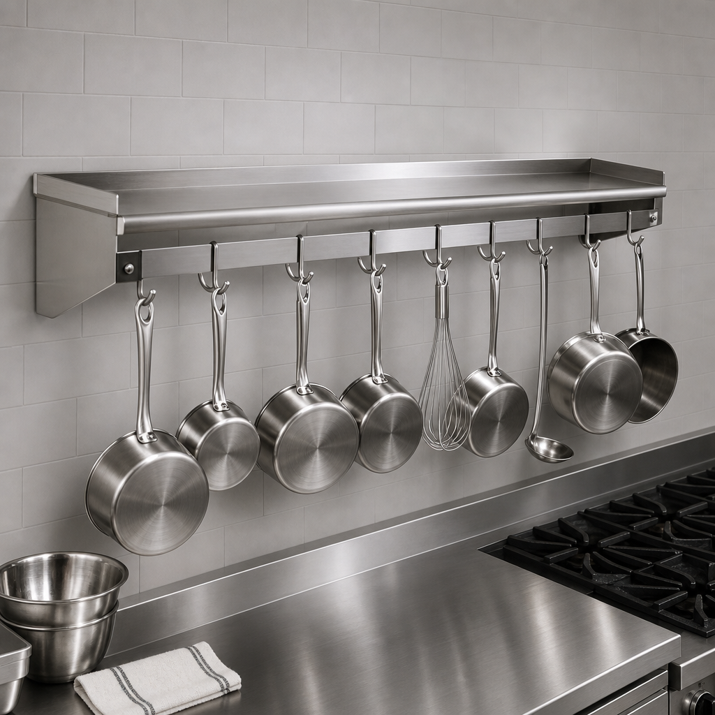 Wall-Mounted Pot Rack Shelf