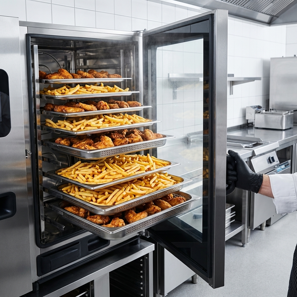 Achieve perfectly crispy baked and fried products thanks to the combi oven's innovative Crisp&Tasty feature.