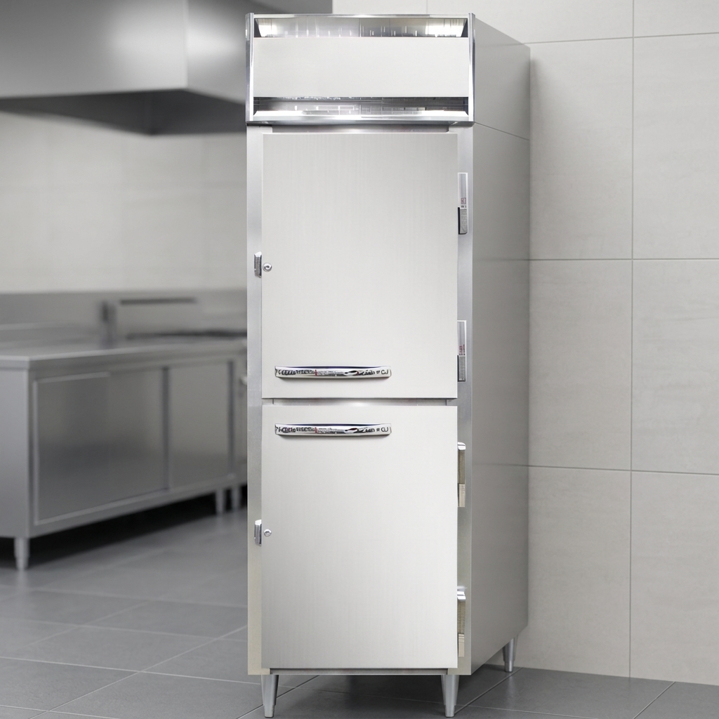 This freezer boasts a self-contained refrigeration system for simple installation and a clean, integrated aesthetic in any commercial kitchen.