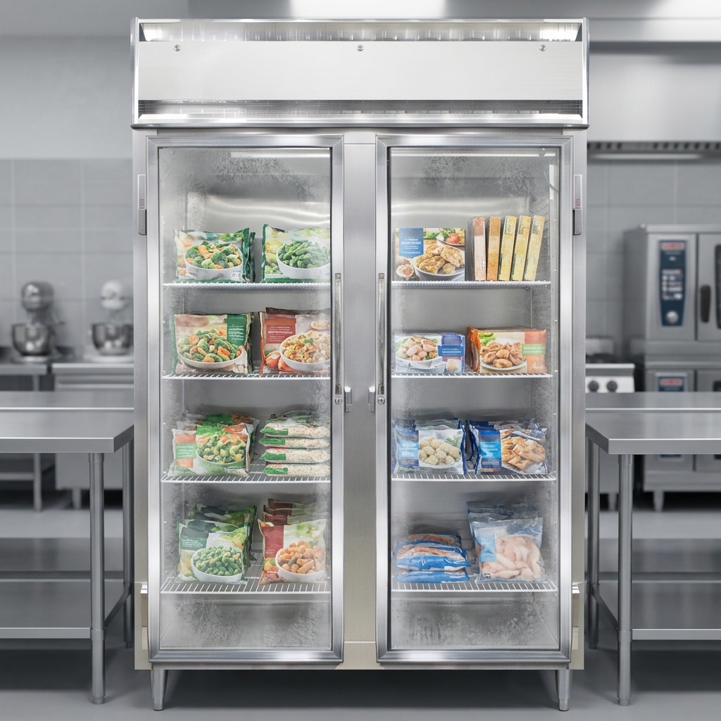 This image highlights the easily accessible, self-contained refrigeration system located conveniently on top of the freezer for simplified maintenance and optimal performance.