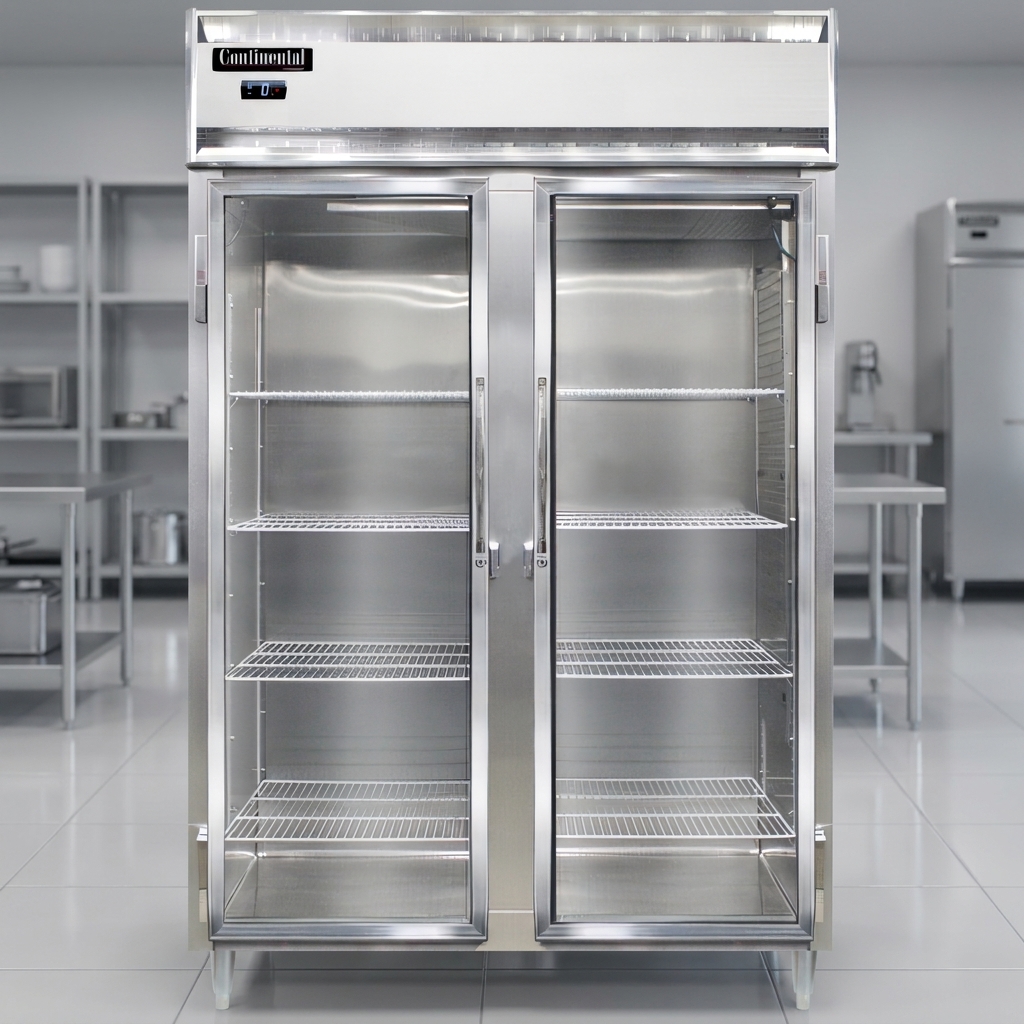 This two-section display freezer features an automatic hot gas condensate evaporator, eliminating the need for a floor drain.
