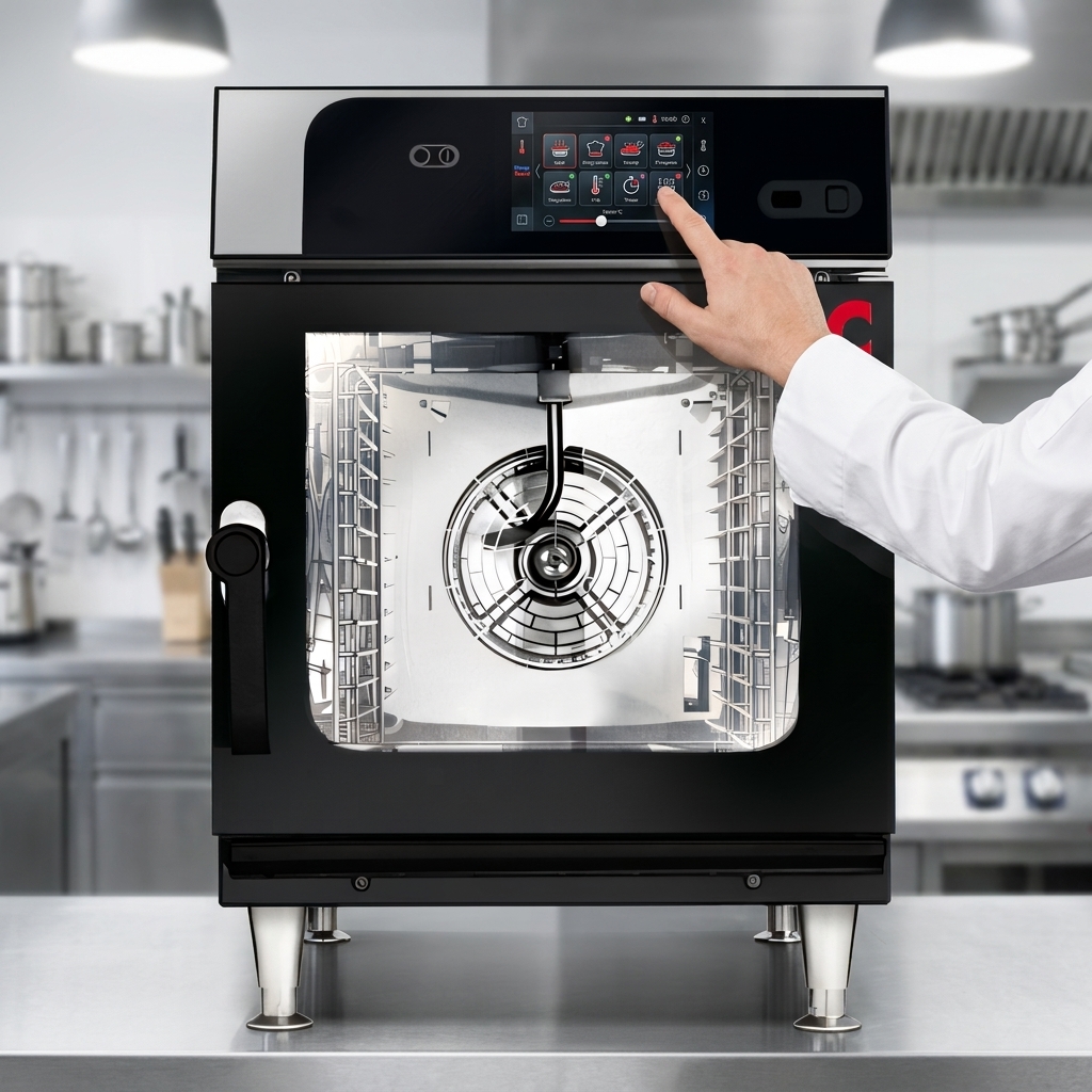 Experience intuitive control with the oven's vibrant easyTouch display, designed for seamless operation in any professional kitchen.