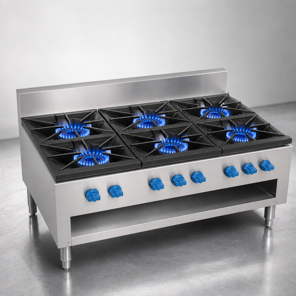 Six Double Venturi Cast Iron Burners