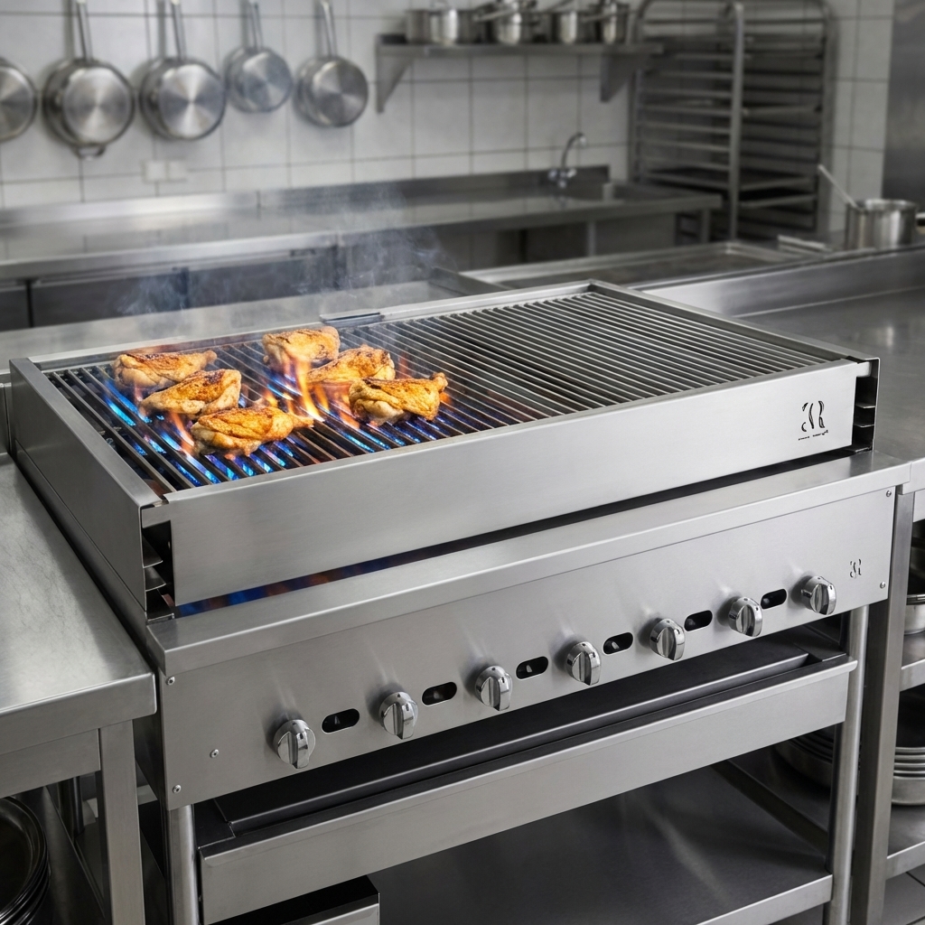 Experience precise zonal cooking with the high-production chicken broiler's seven independently controlled burners, perfect for versatile kitchen demands.