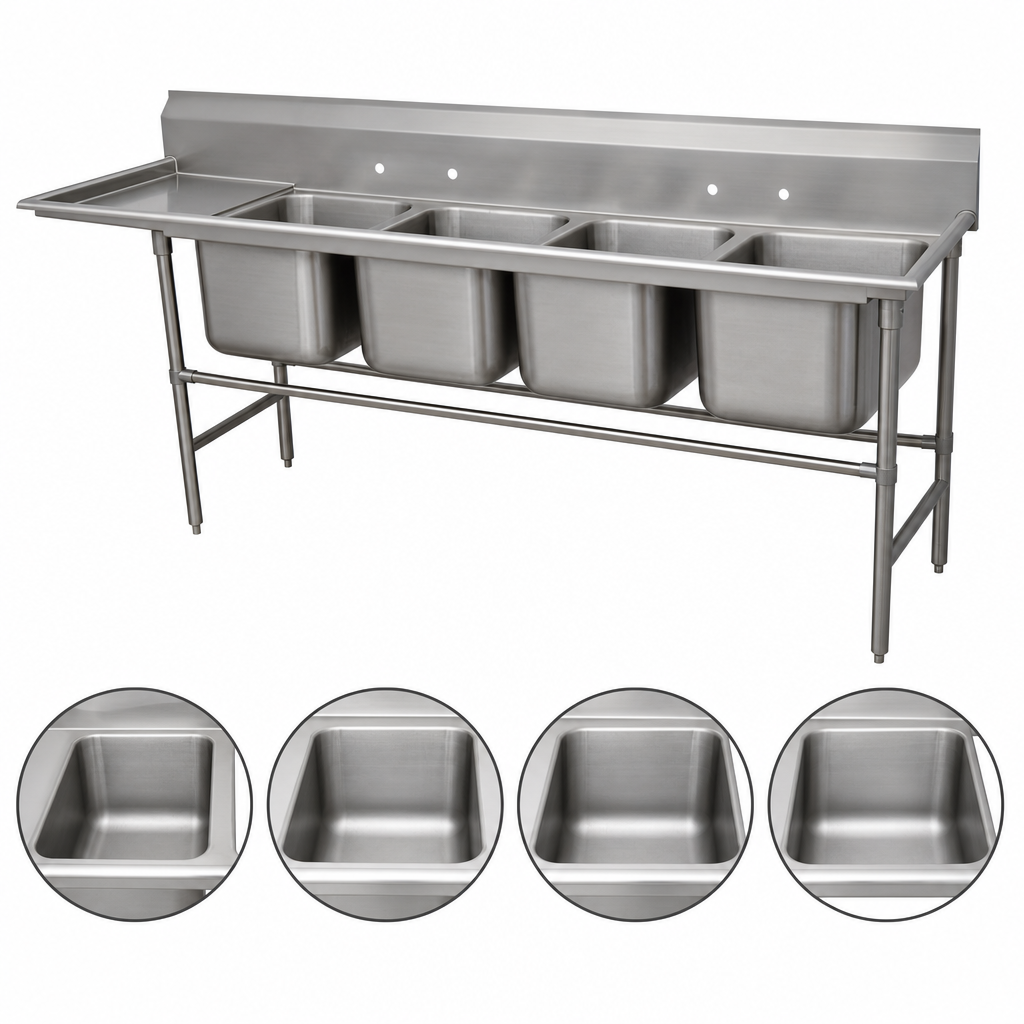 Four Deep Sink Compartments