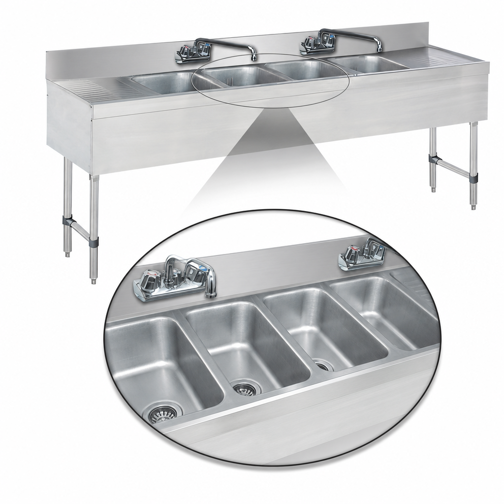 Four Deep-Drawn Sink Bowls