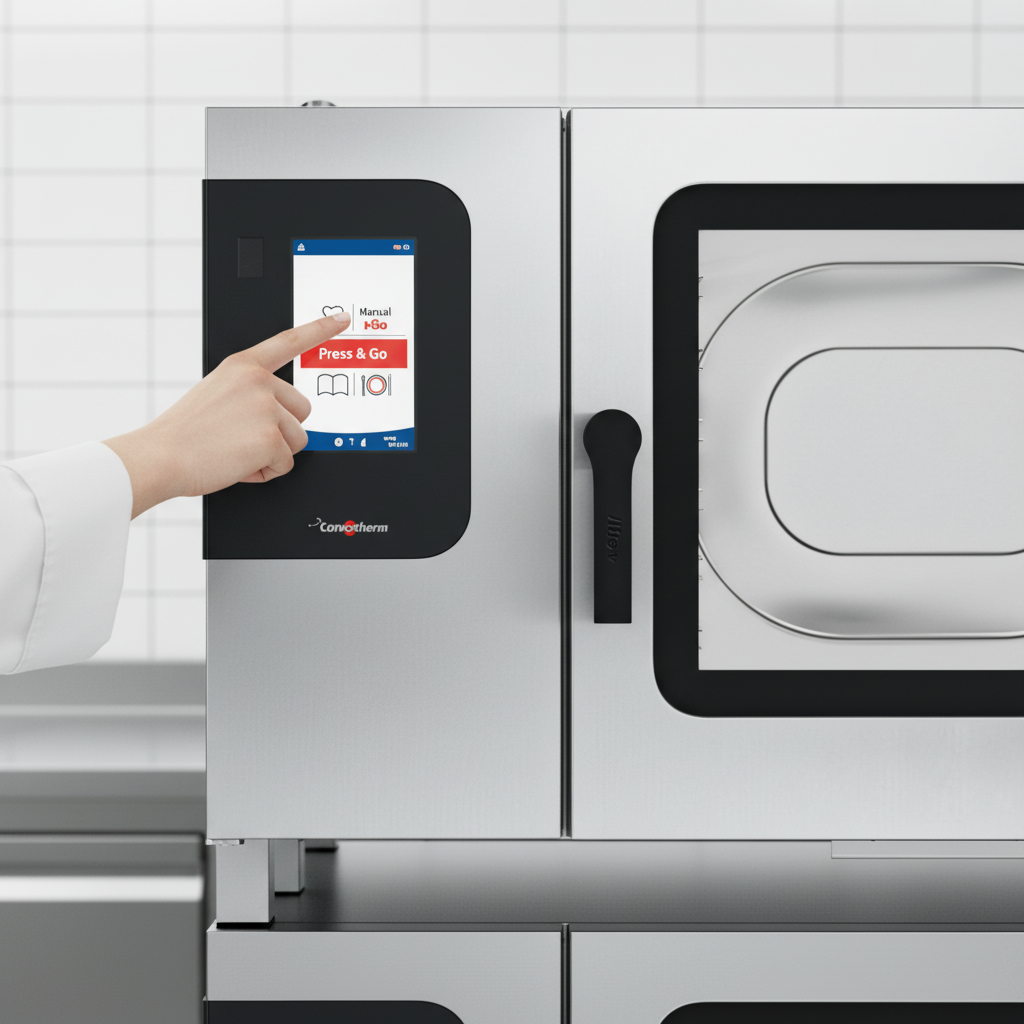 Effortlessly manage your cooking programs with the Convotherm K12 Maxx Pro's intuitive easyTouch 10-inch high-resolution glass display.