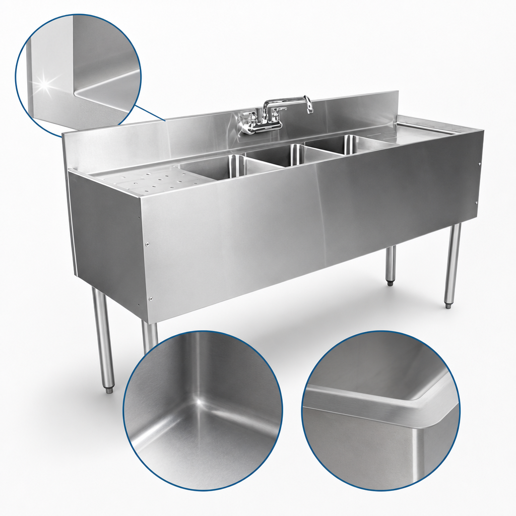 Seamless Stainless Steel Top & Backsplash