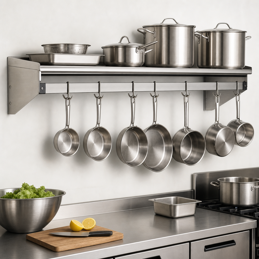 Wall-Mounted Pot Rack Shelf