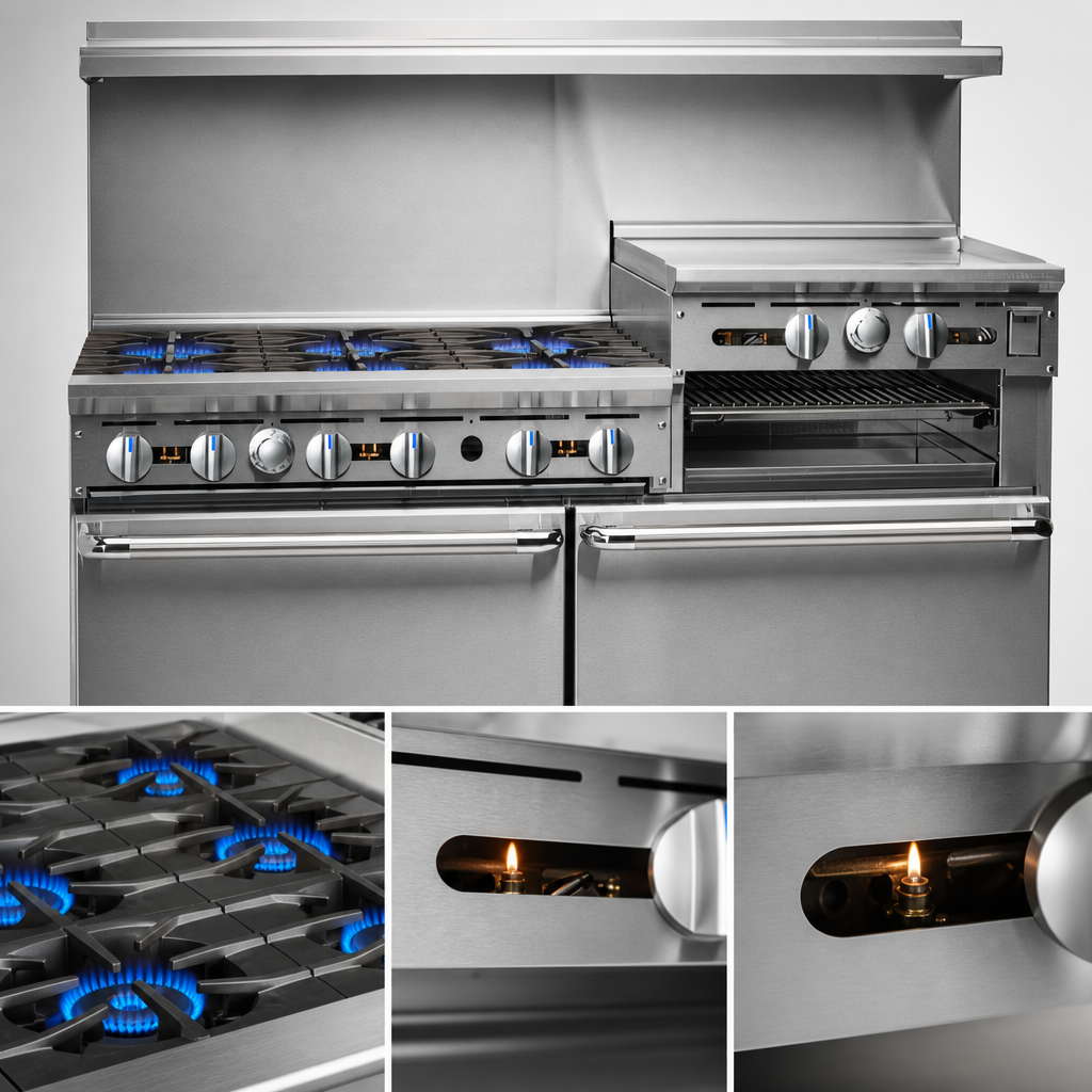 Six Open Burners With Pilot Lights