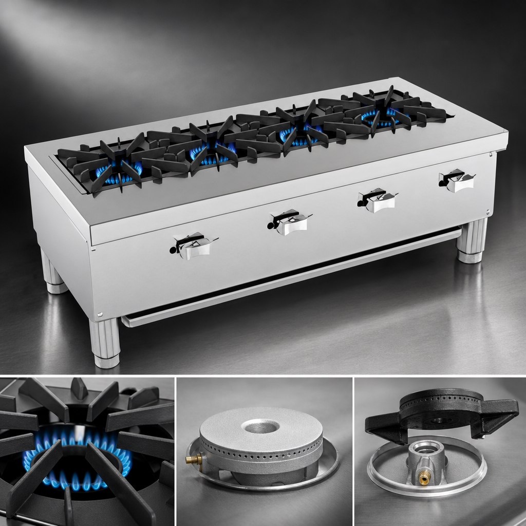 Four Cast Iron Open Burners