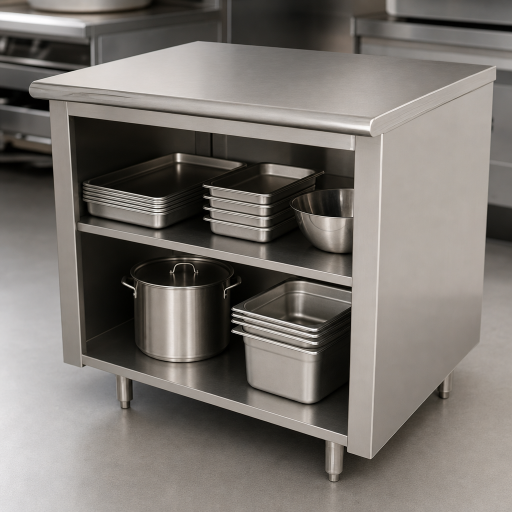 Open Front Cabinet Base With Mid-Shelf