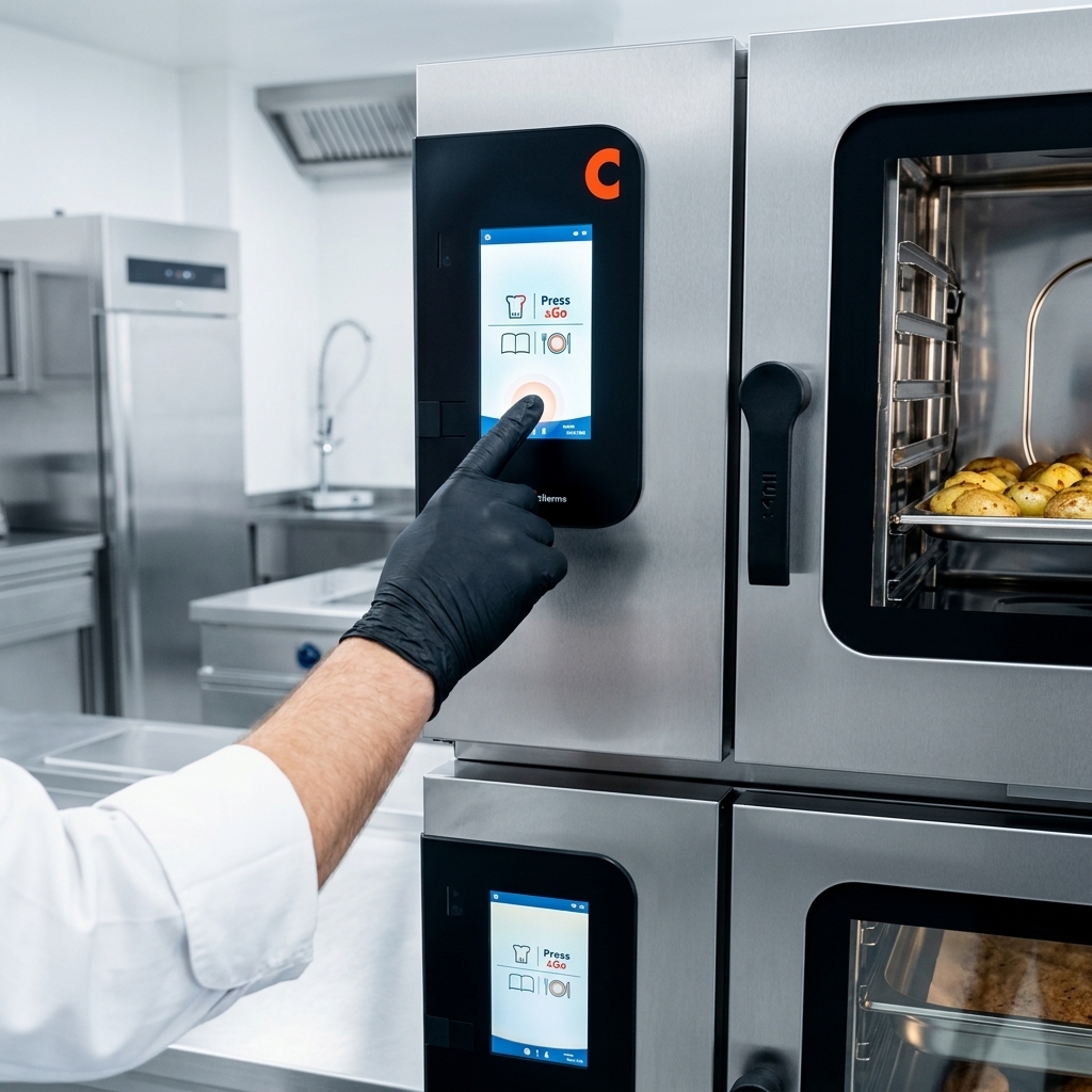 Effortlessly manage cooking tasks with the Convotherm K-12 Maxx Pro's intuitive 10-inch easyTouch control panel.