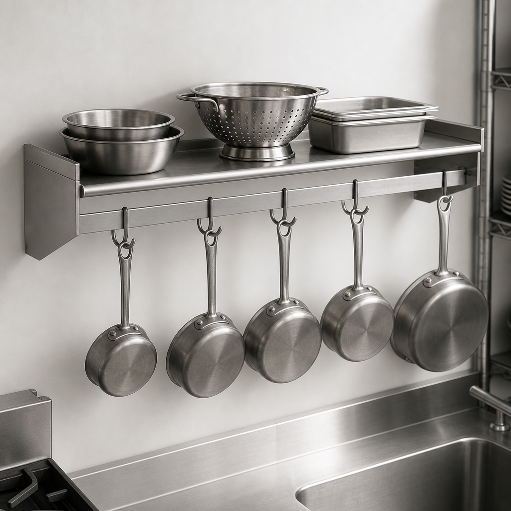Wall-Mounted Pot Rack Shelf