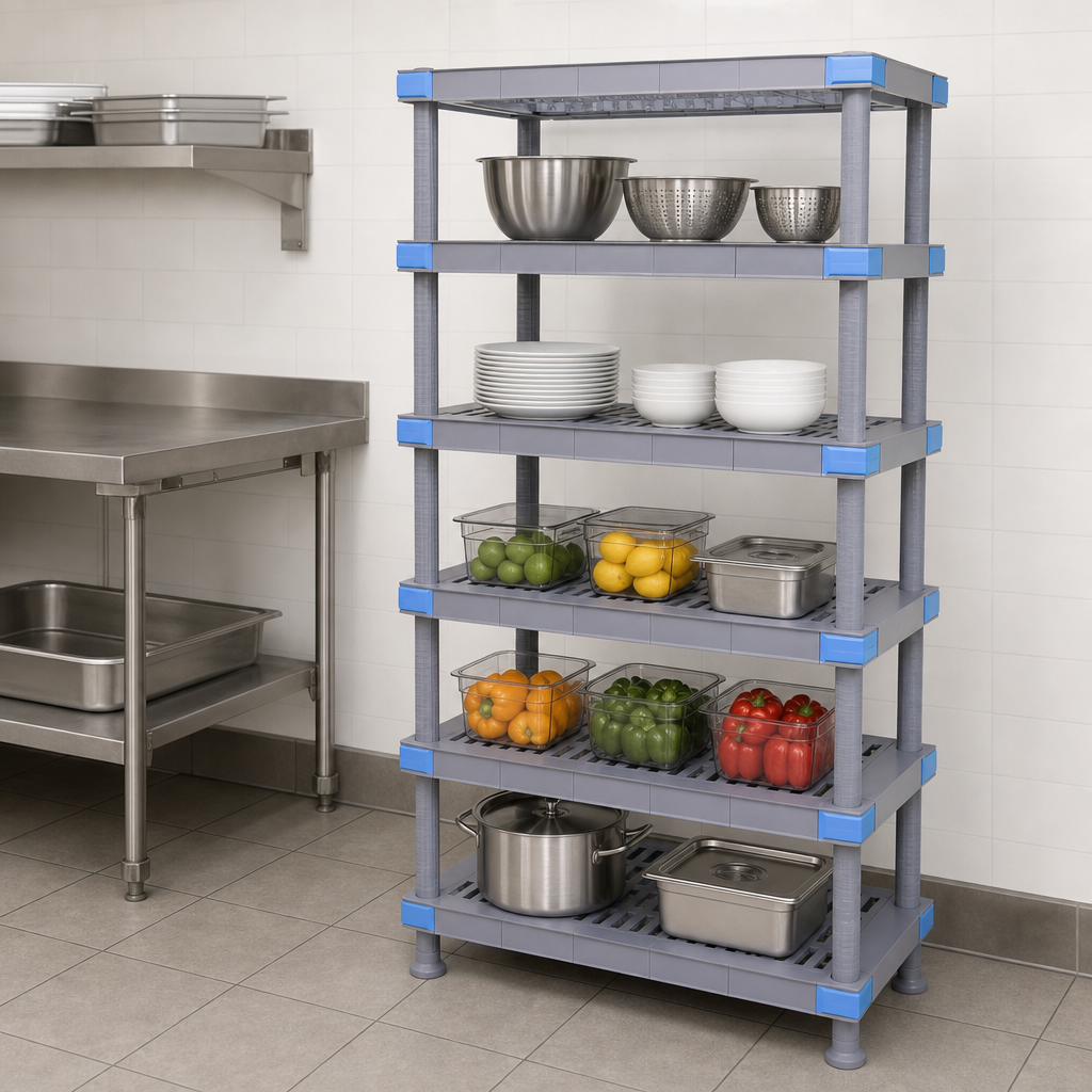 Five Open Grid Shelves