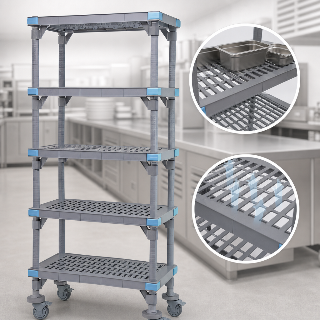 Five Open Grid Shelves