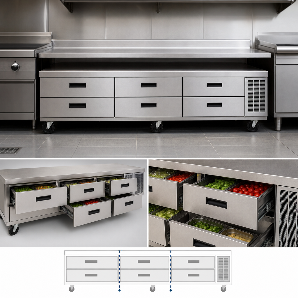 Six-Drawer Three-Section Design