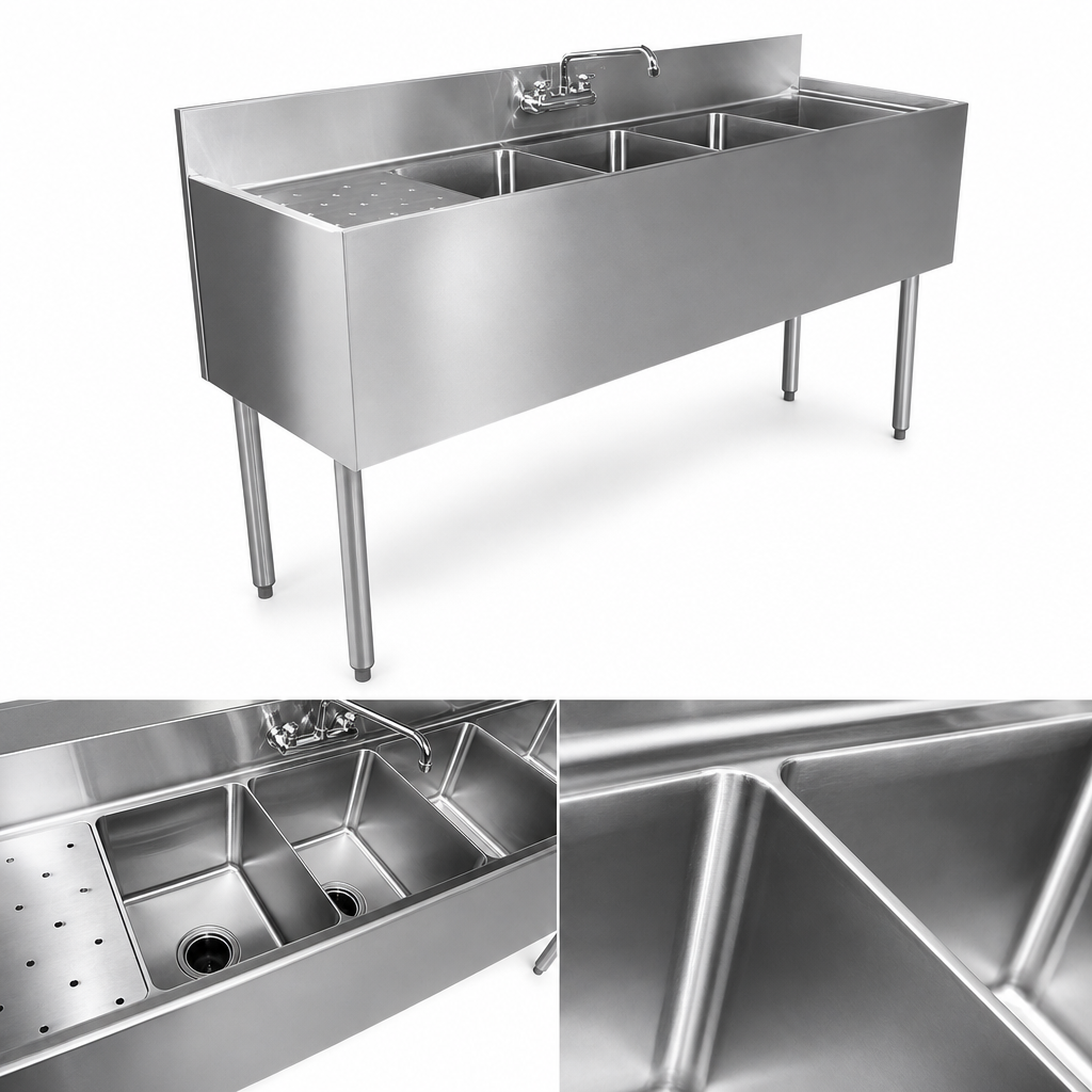 Four Fabricated Sink Compartments