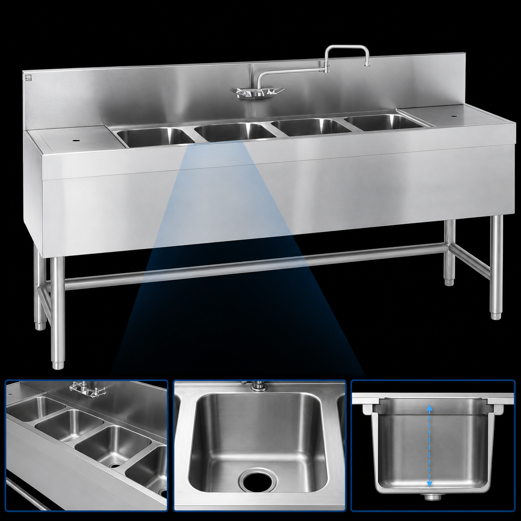 Four Deep Sink Compartments