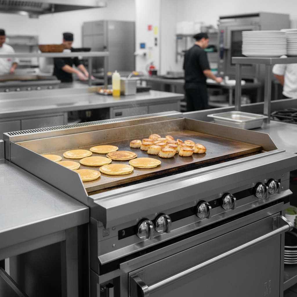 Achieve consistent searing and grilling results across the expansive 24-inch even heat plancha.