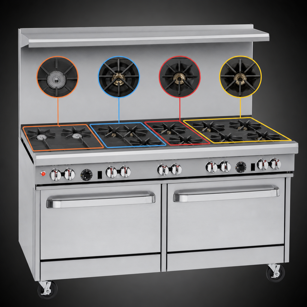 Nine Open Burners